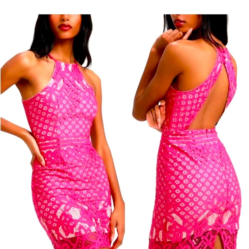 LULUS STEAL A KISS MAGENTA LACE COCKTAIL DRESS SMALL NWOT